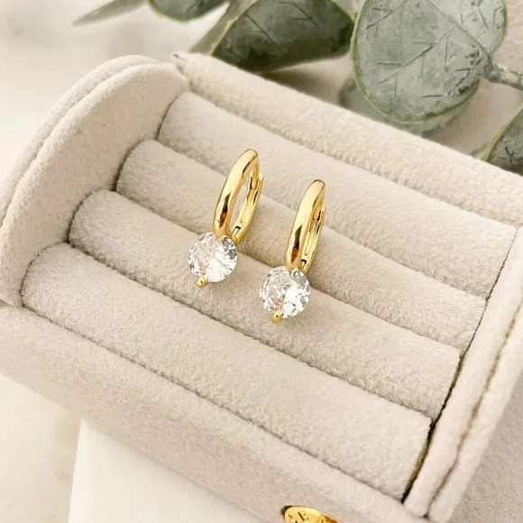 925 Sterling Silver Diamond Huggie Earrings Small Hoop Earrings Dainty Hoops - Picture 8 of 14